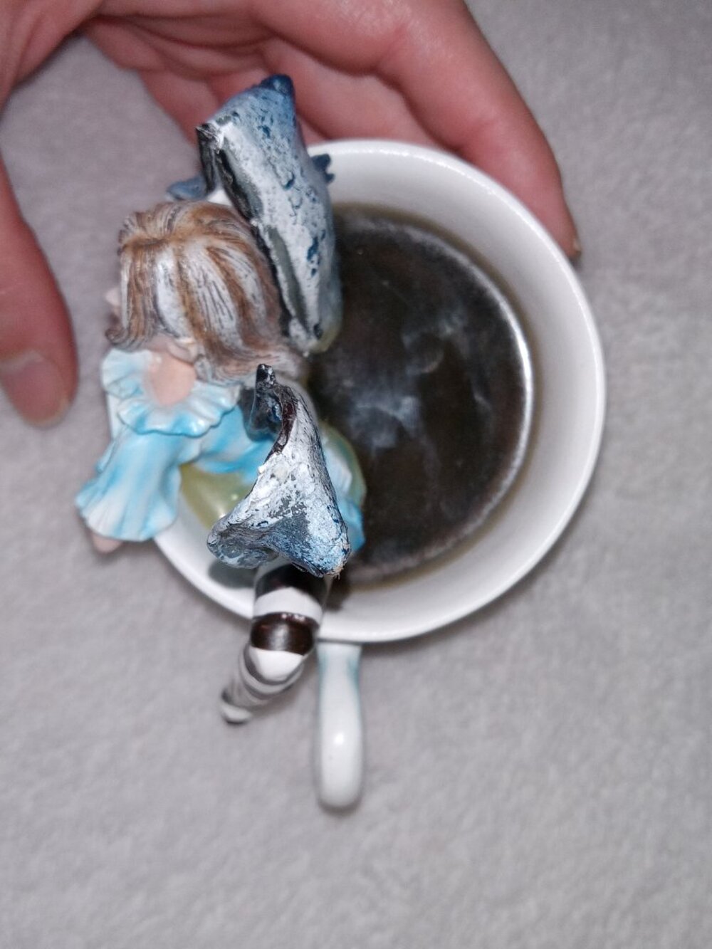 Ebros Amy Brown Teacup Fairy 'I Need Coffee' Sculpture Figurine Blue Vtg Y2K - Picture 9 of 12